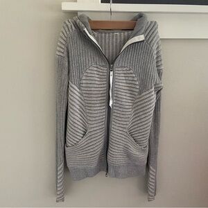 Lululemon Grey Scuba Knitted Zipper Hooded Jacket